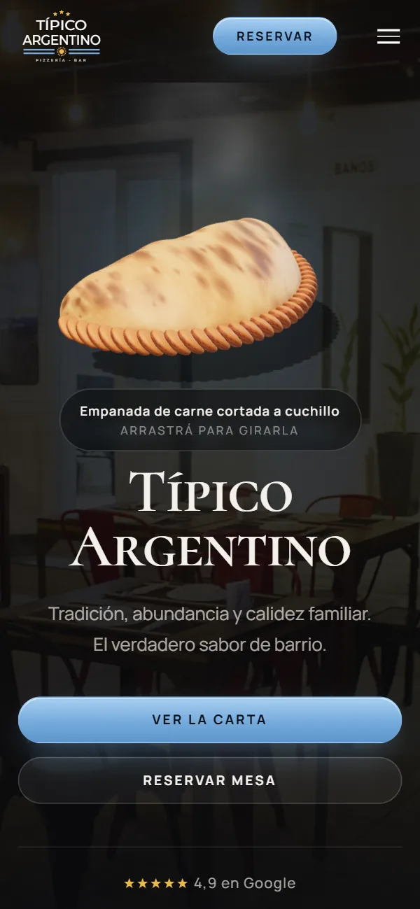 Página de Típico Argentino en celular
