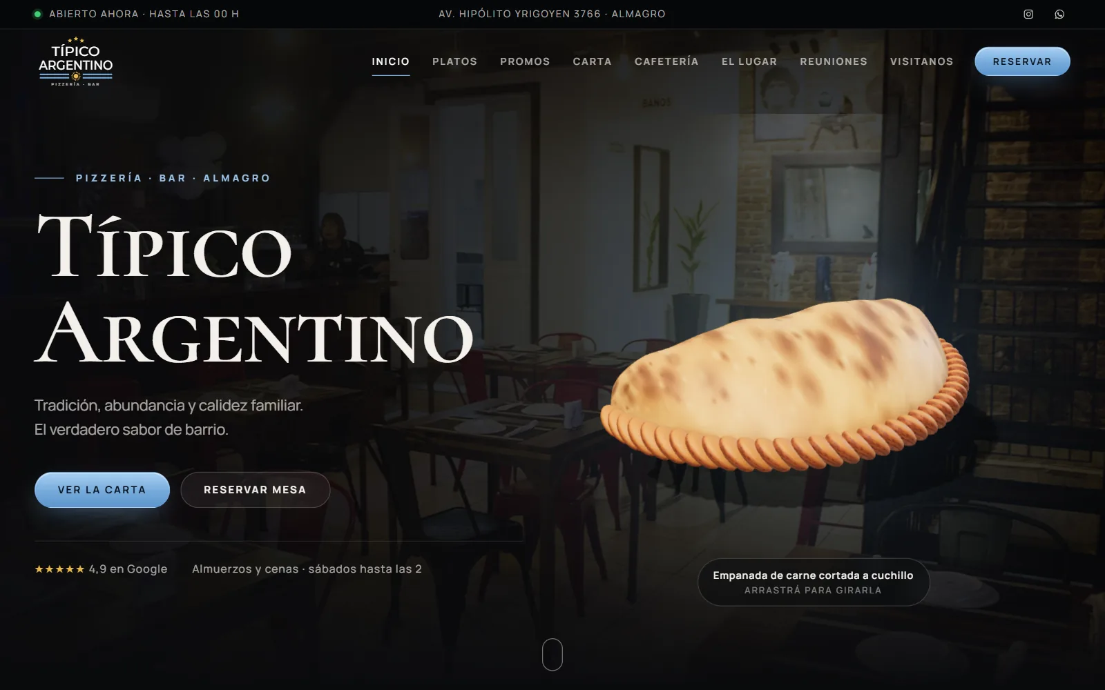 Página de Típico Argentino en computadora